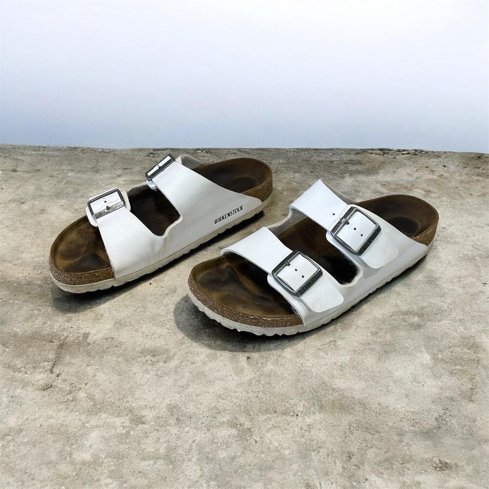 Birkenstock Sandals Women’s 41 Arizona Birko Flor White Slip On Comfort Slide